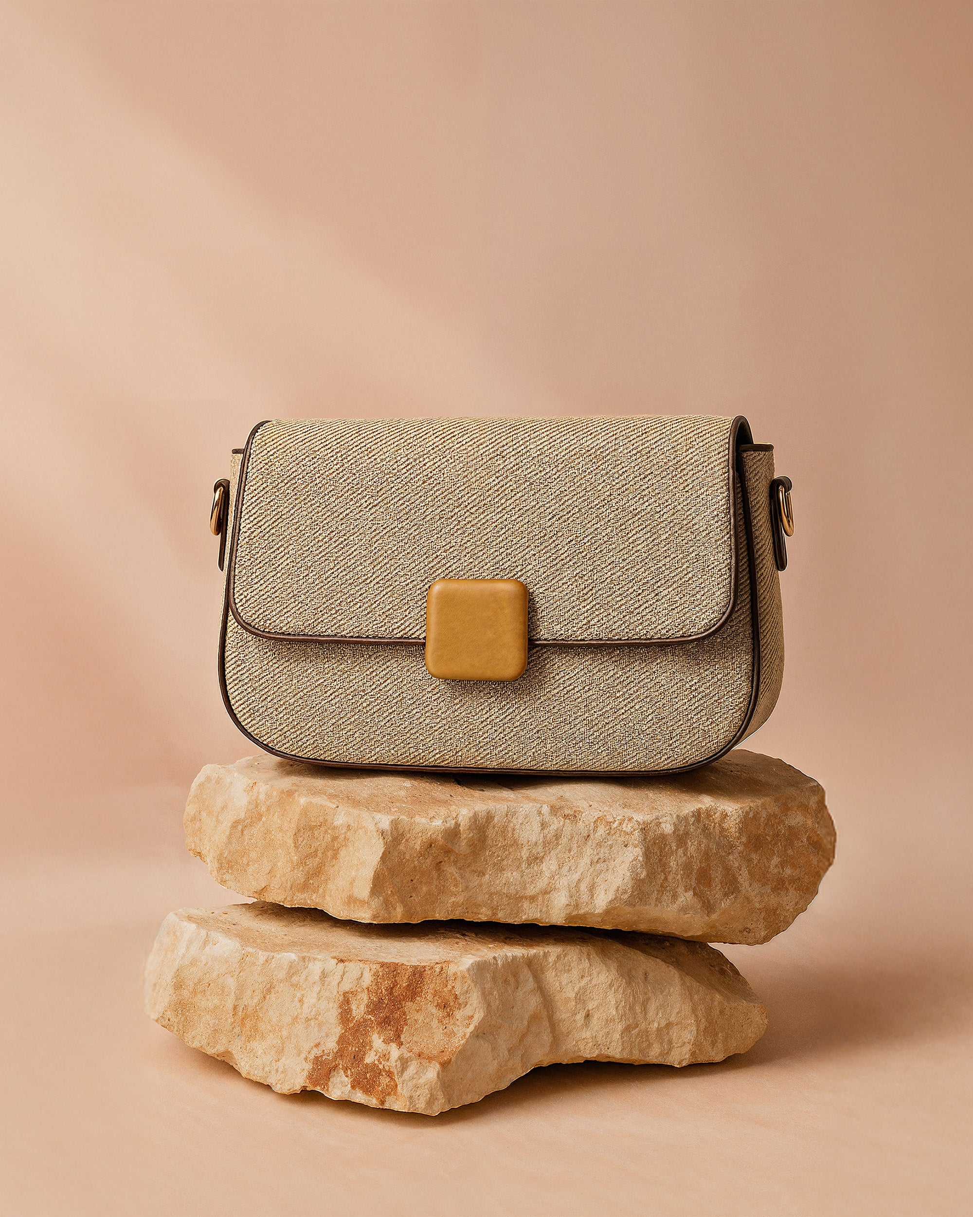 The Contemporary Classic: Textured Shoulder Bag | Beige