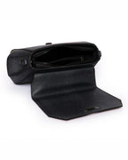 Vintage Noir Satchel – Floral Embossed Leather Flap | Classic Chestnut