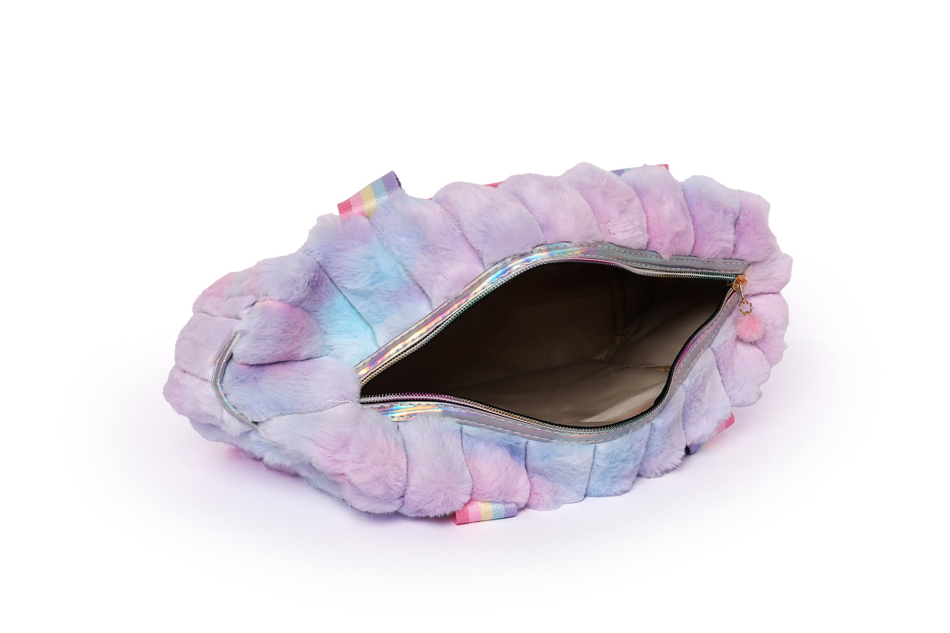 Pastel Rainbow Plush Duffel Handbag – Soft, Stylish & Spacious