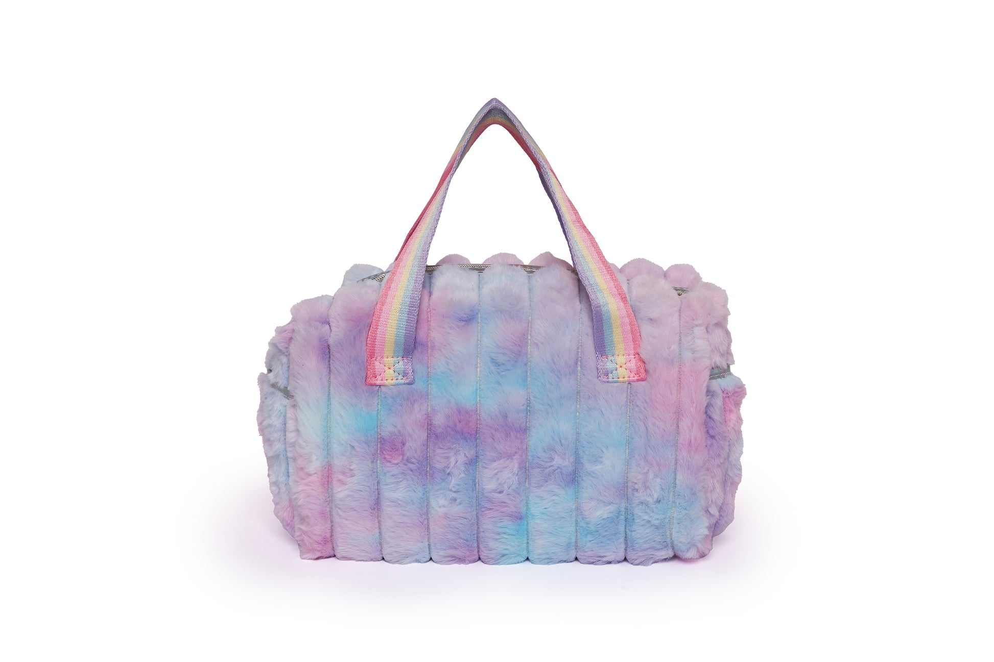Pastel Rainbow Plush Duffel Handbag – Soft, Stylish & Spacious