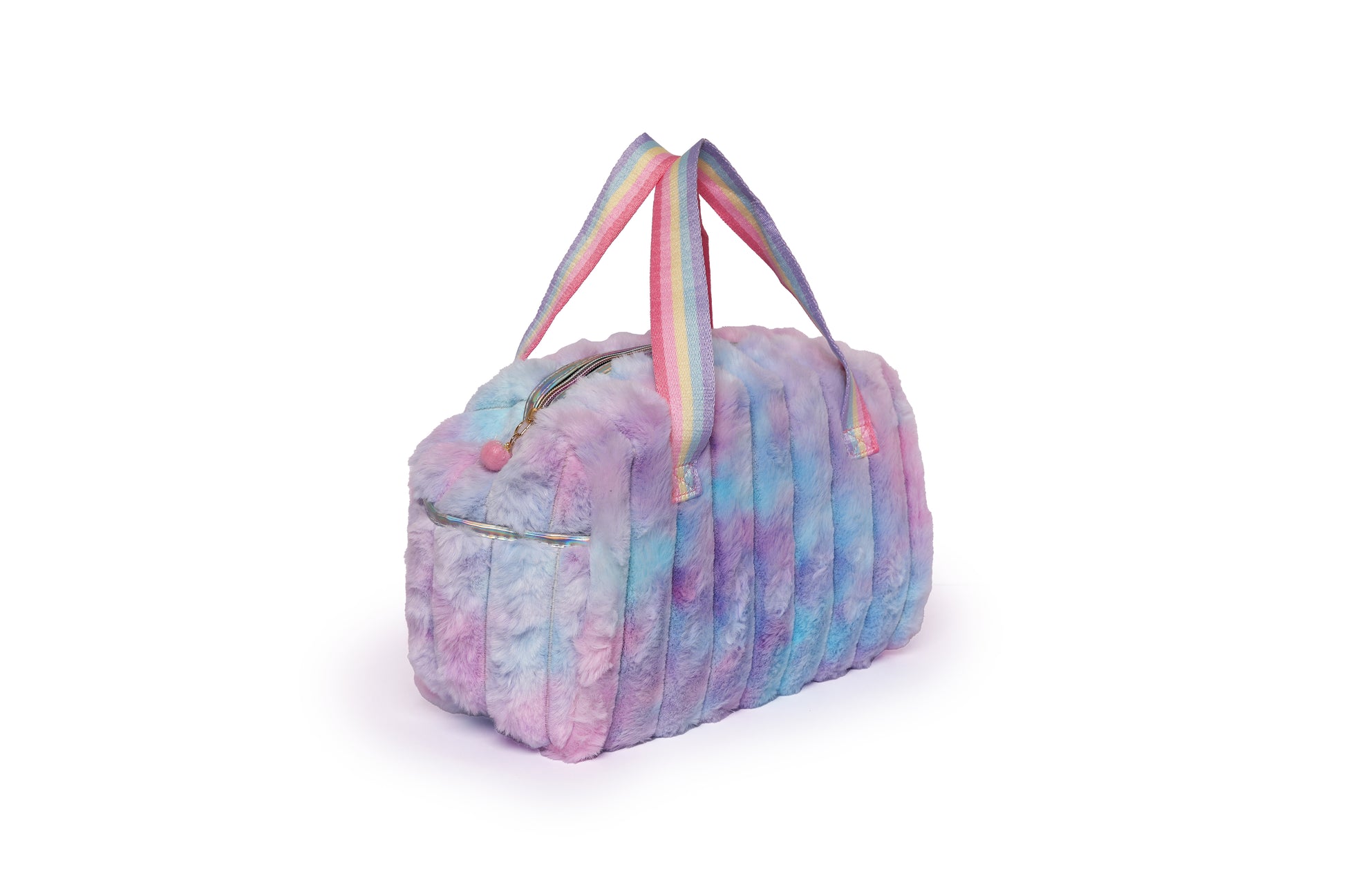 Pastel Rainbow Plush Duffel Handbag – Soft, Stylish & Spacious