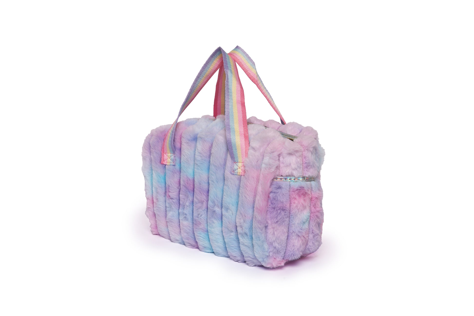 Pastel Rainbow Plush Duffel Handbag – Soft, Stylish & Spacious