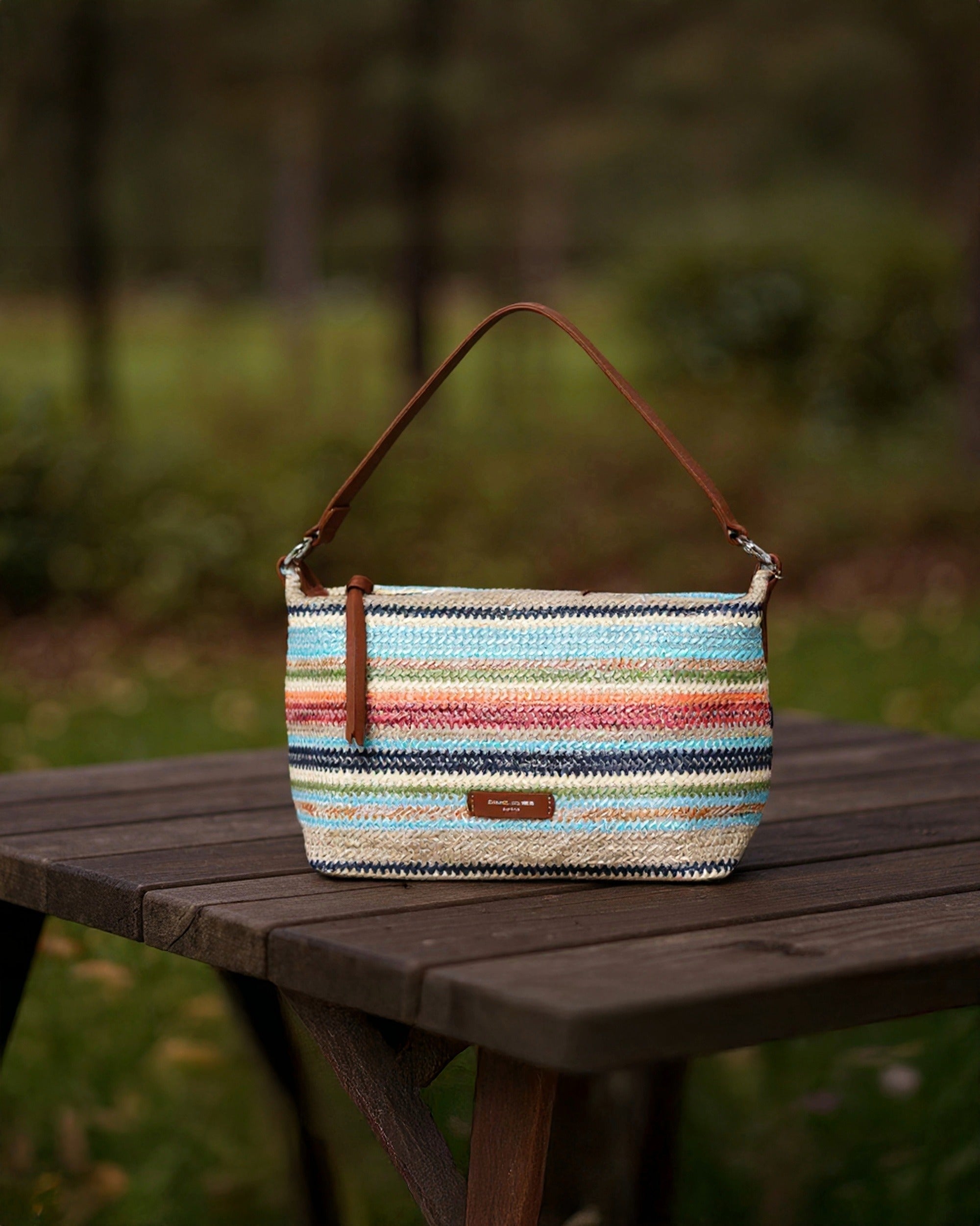 Natural Woven Harmony - Everyday Tote | Color-Pop Stripes