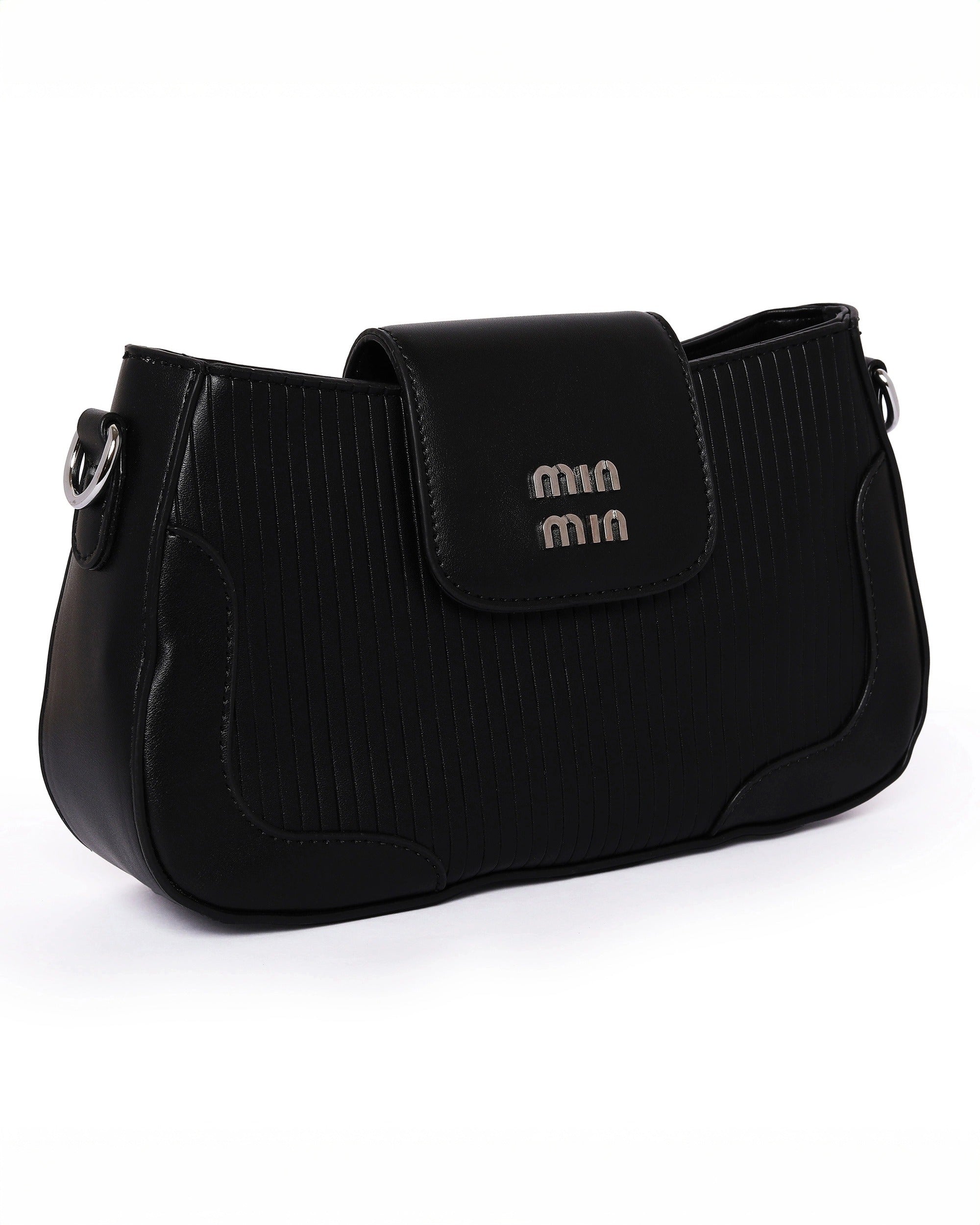 The Essential Crossbody Dual Tone - Faux Leather | Charcoal Black