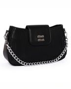 The Essential Crossbody Dual Tone - Faux Leather | Charcoal Black