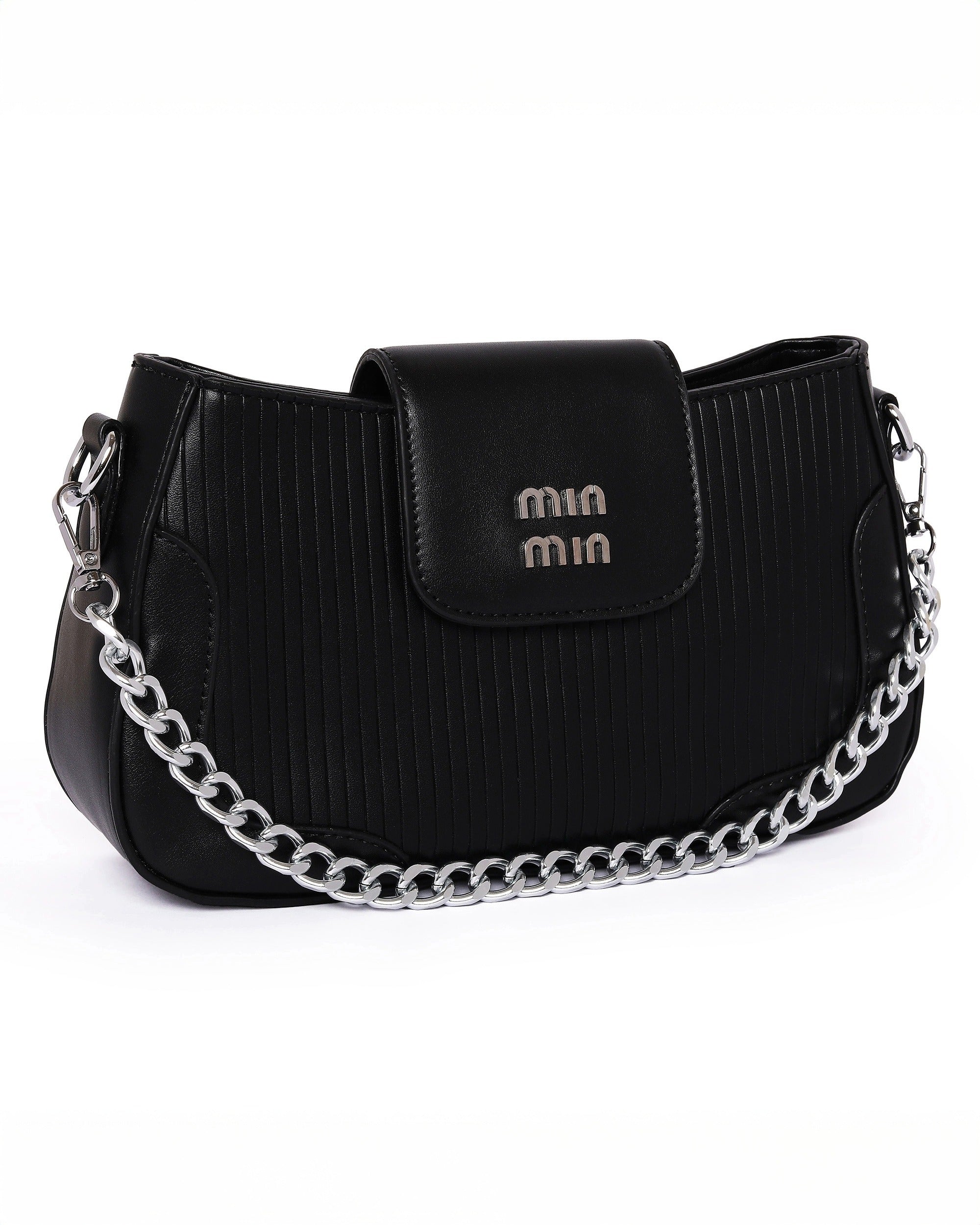 The Essential Crossbody Dual Tone - Faux Leather | Charcoal Black