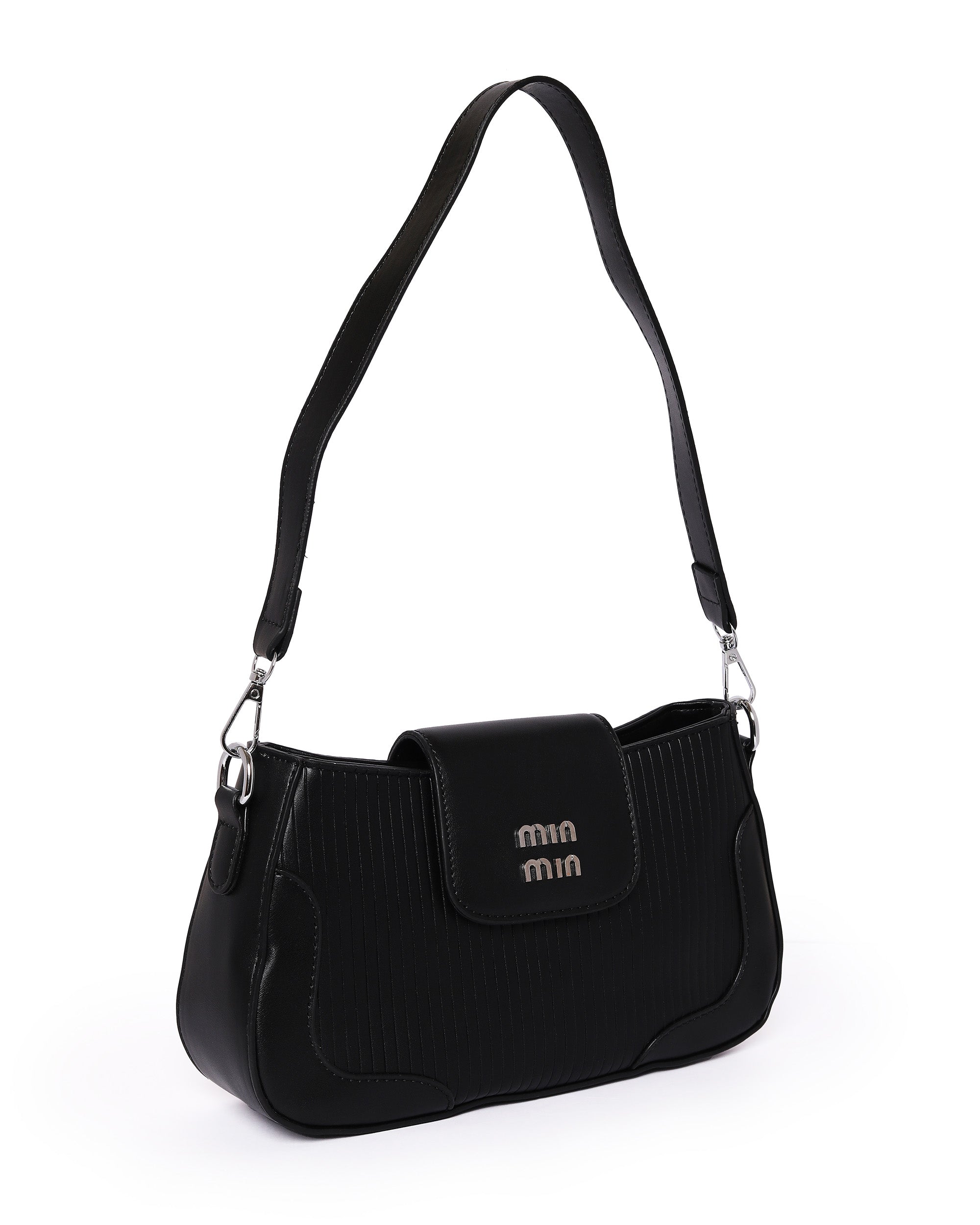 The Essential Crossbody Dual Tone - Faux Leather | Charcoal Black