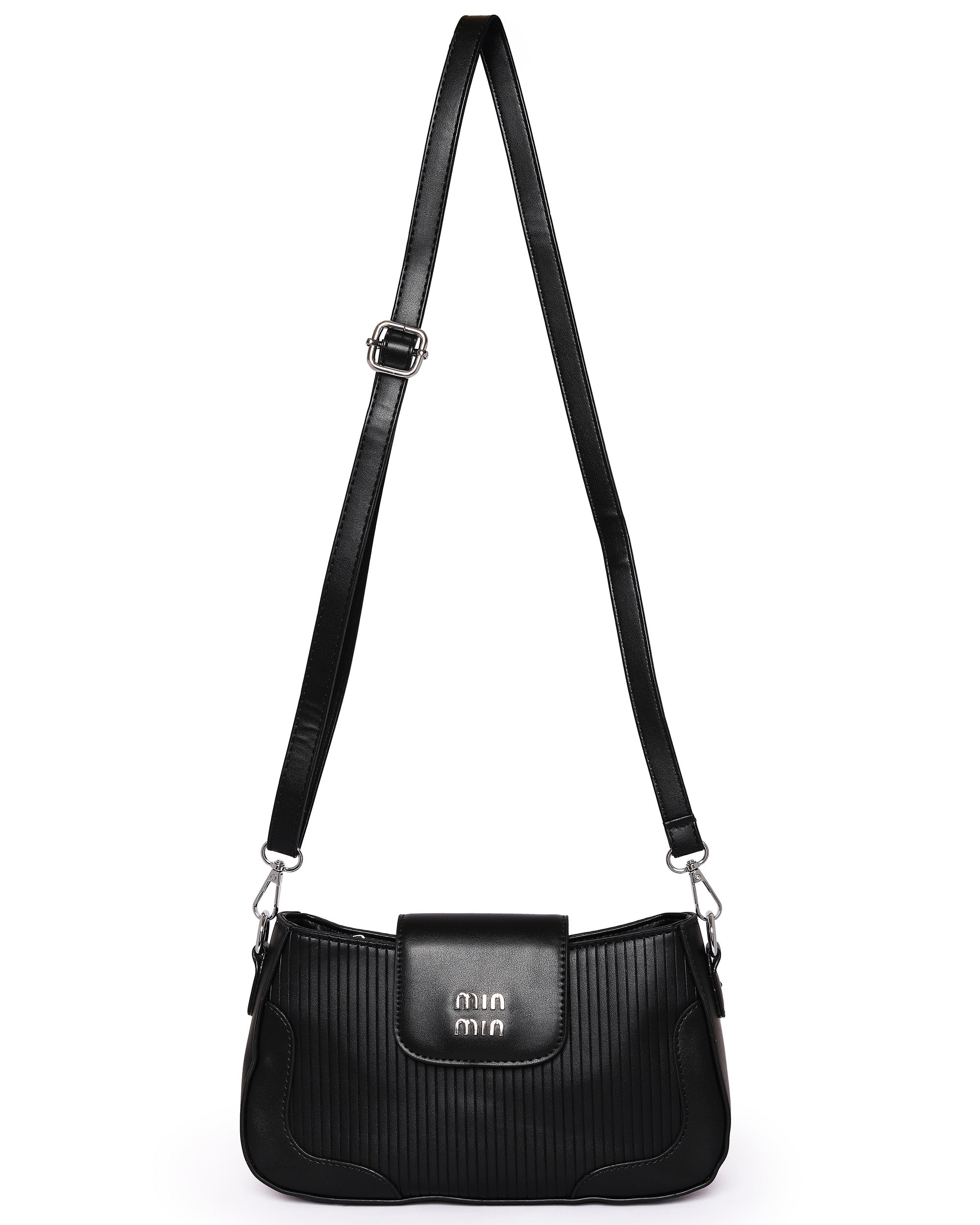 The Essential Crossbody Dual Tone - Faux Leather | Charcoal Black
