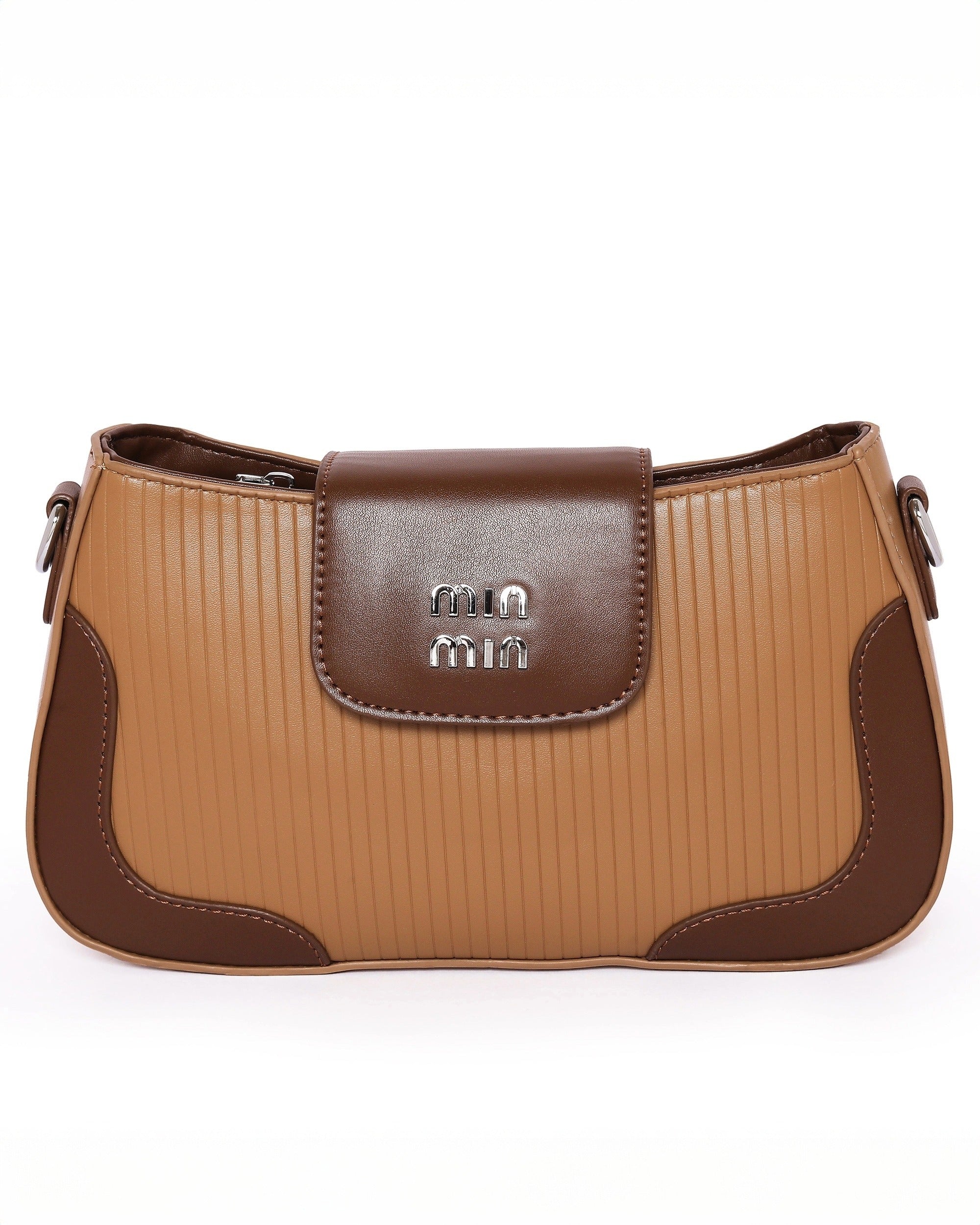 The Essential Crossbody Dual Tone - Faux Leather | Caramel Tan & Mocha Brown
