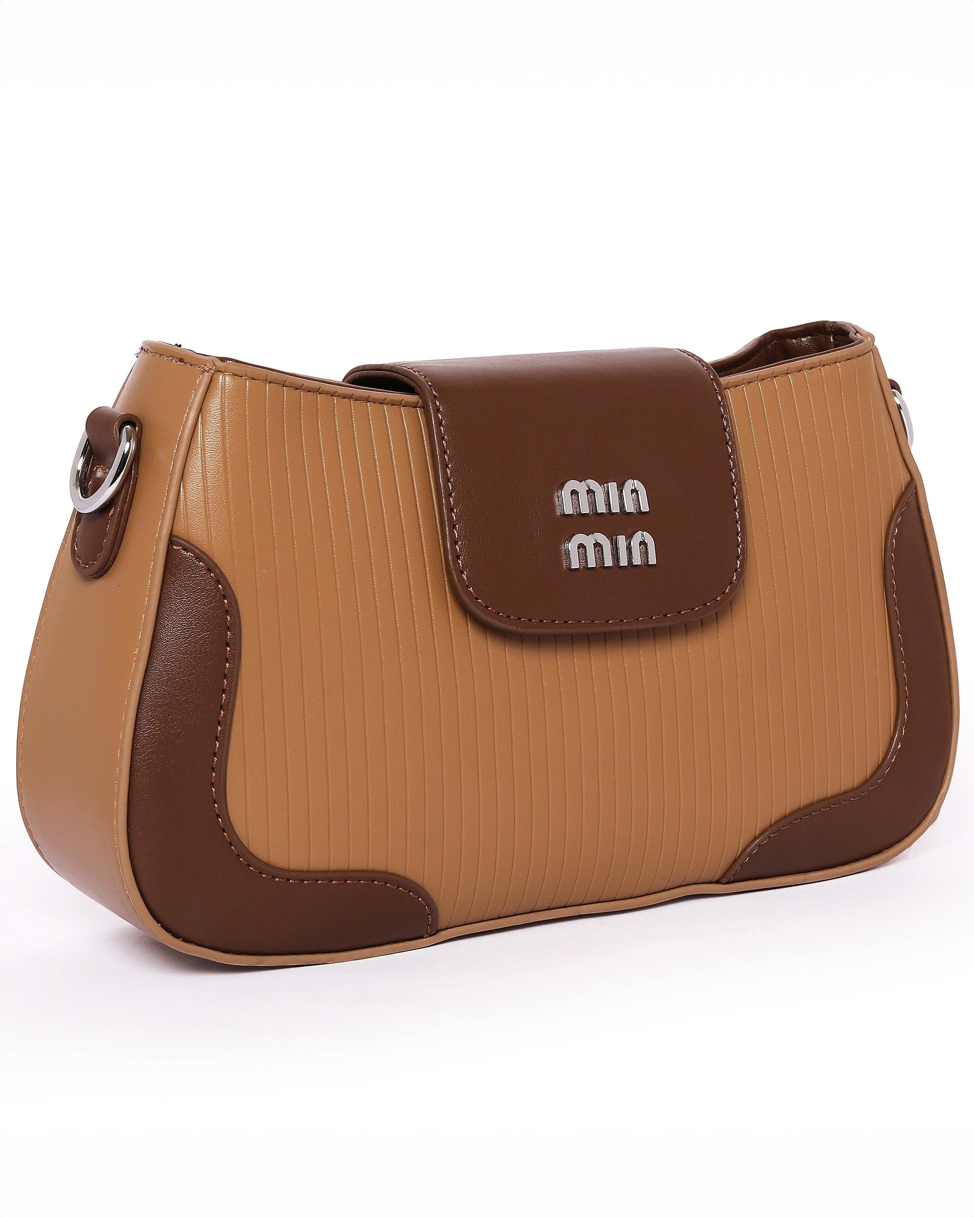 The Essential Crossbody Dual Tone - Faux Leather | Caramel Tan & Mocha Brown