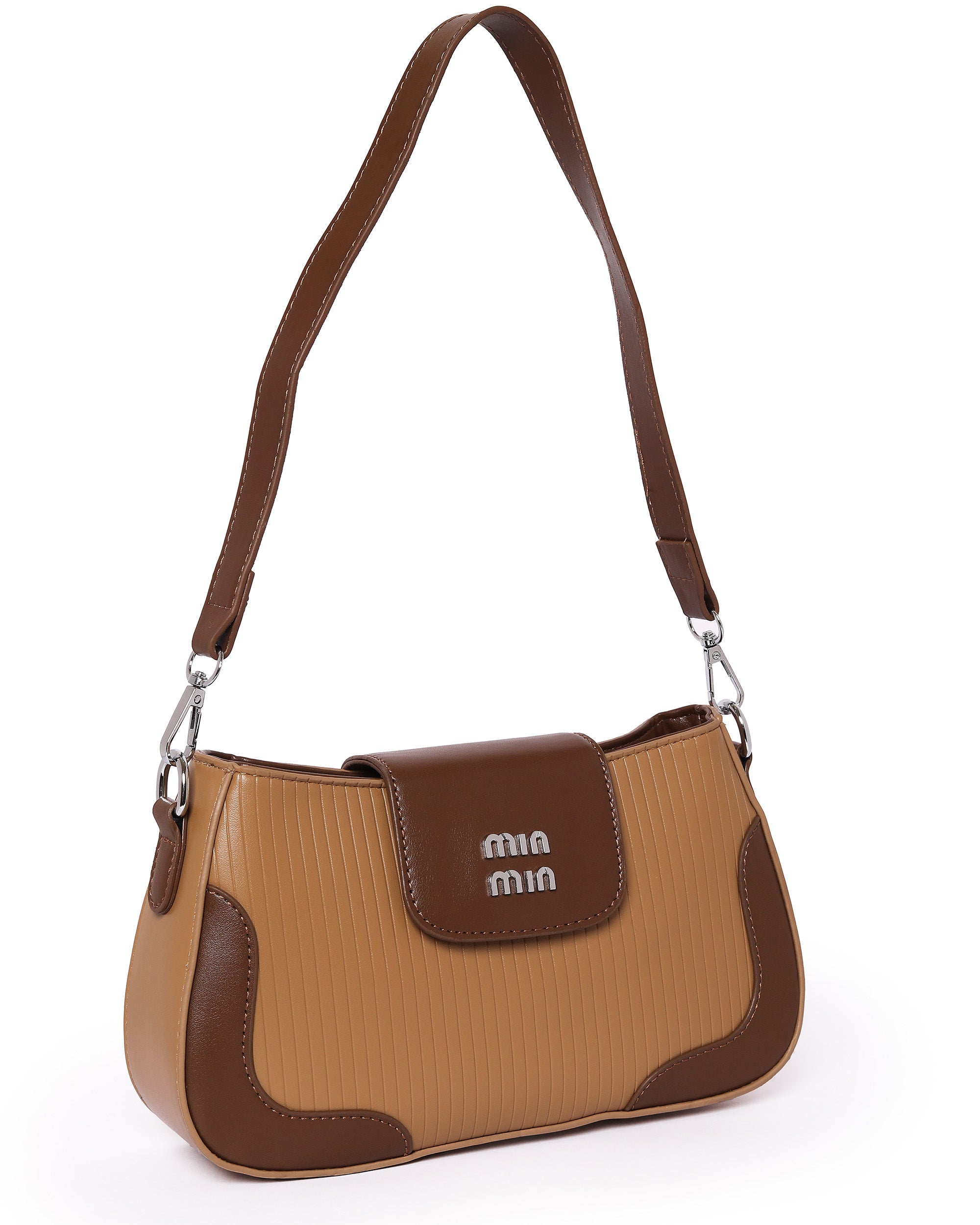 The Essential Crossbody Dual Tone - Faux Leather | Caramel Tan & Mocha Brown