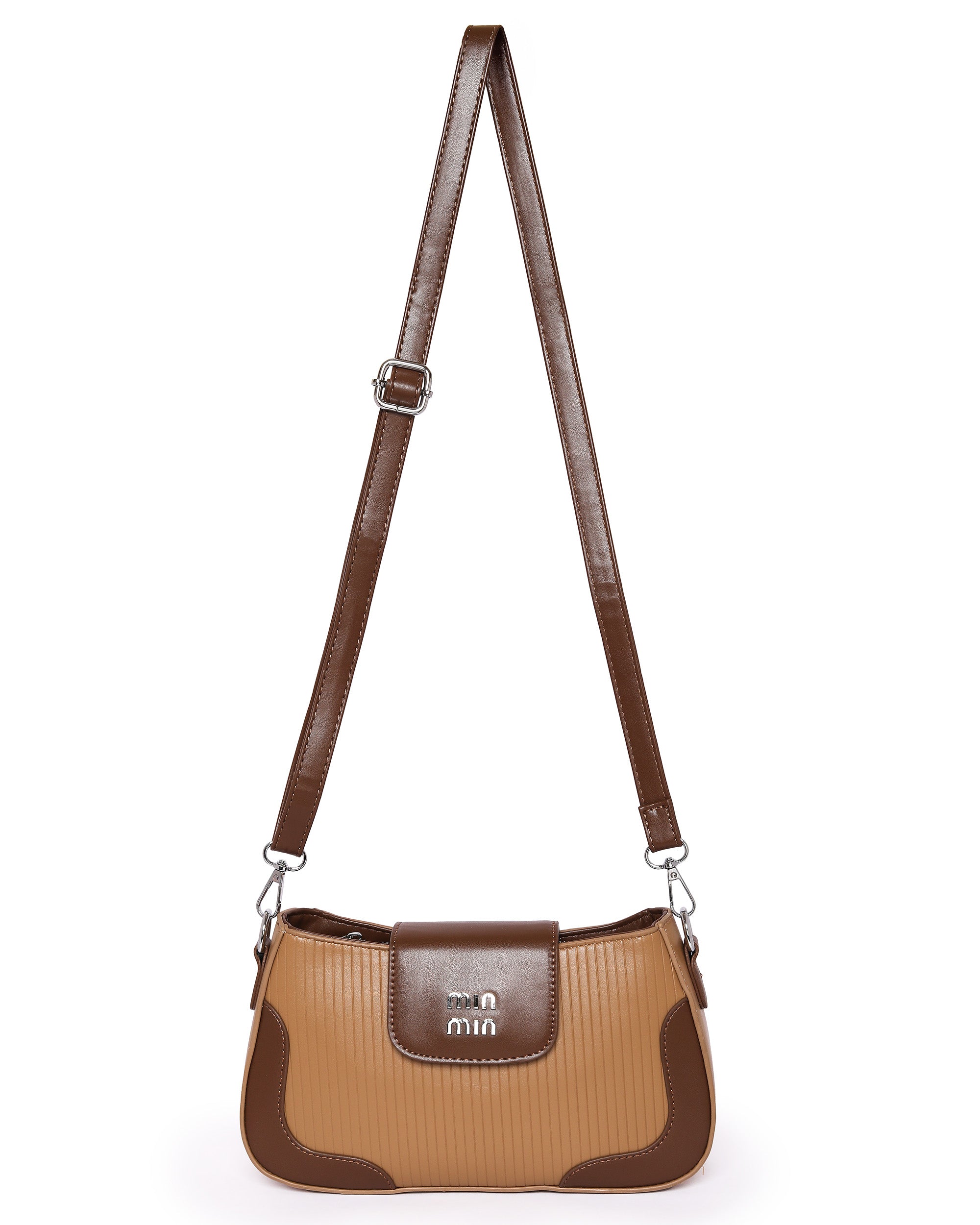 The Essential Crossbody Dual Tone - Faux Leather | Caramel Tan & Mocha Brown