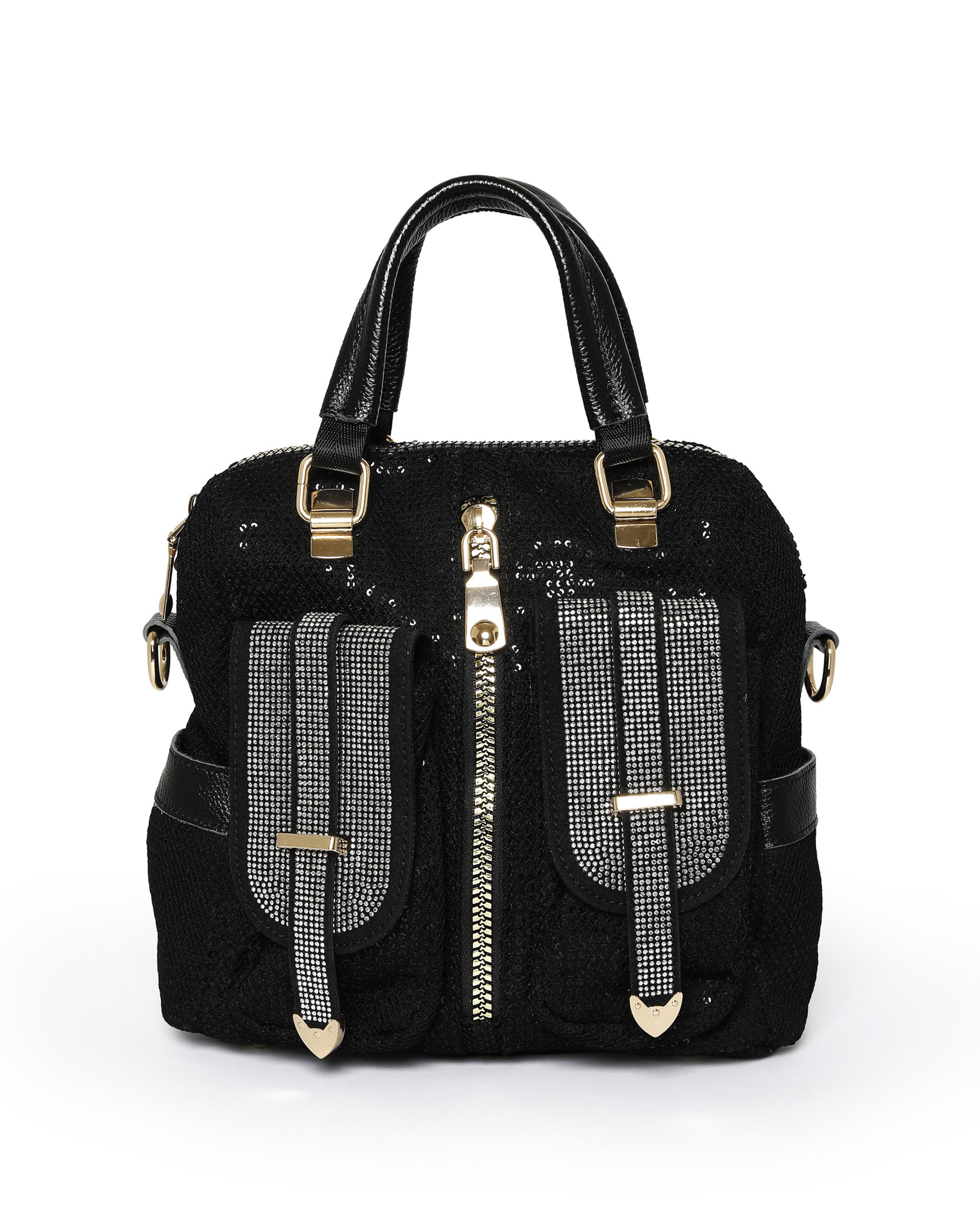 Glamorous Sequin & Rhinestone Convertible Backpack | Dazzling Midnight