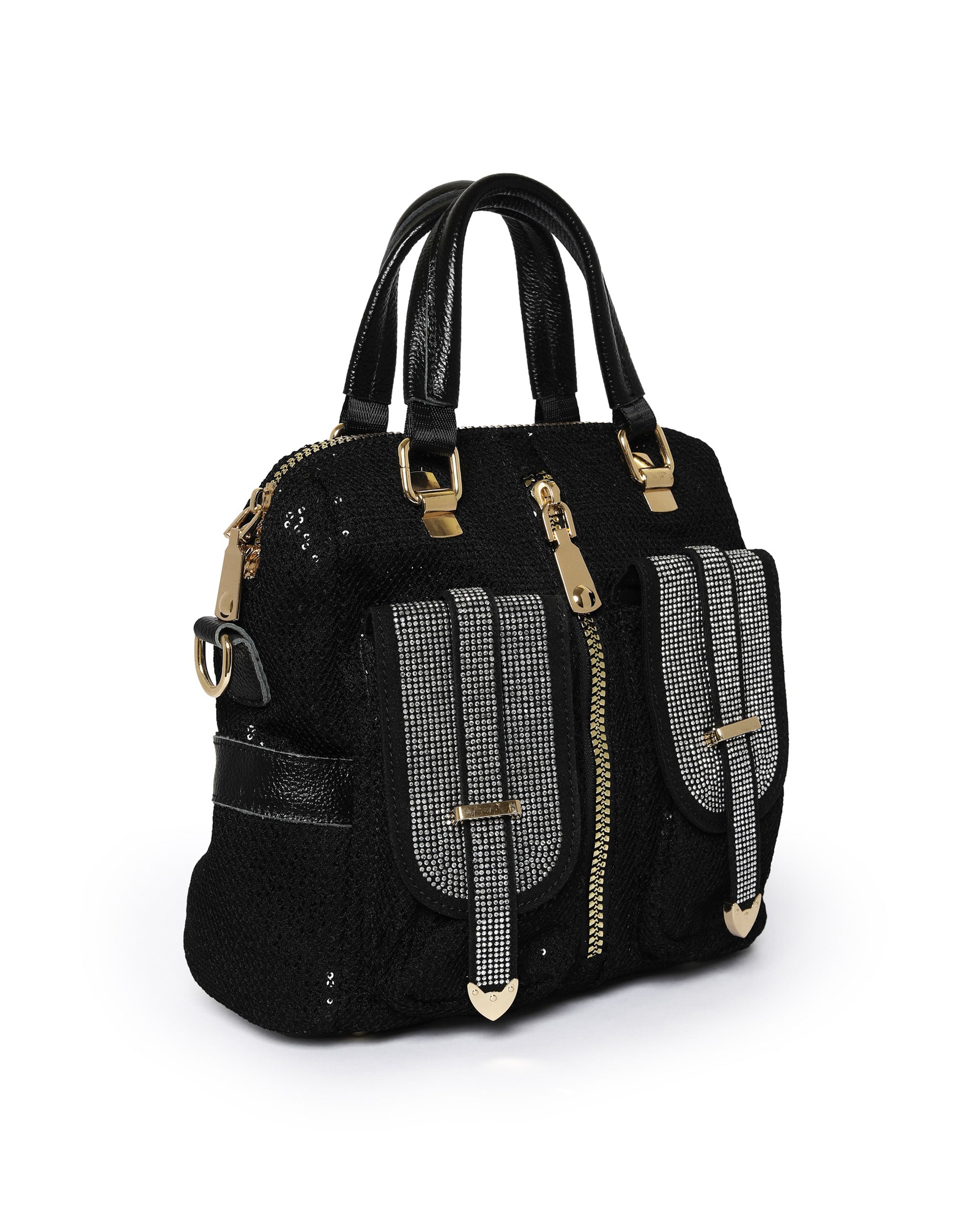 Glamorous Sequin & Rhinestone Convertible Backpack | Dazzling Midnight