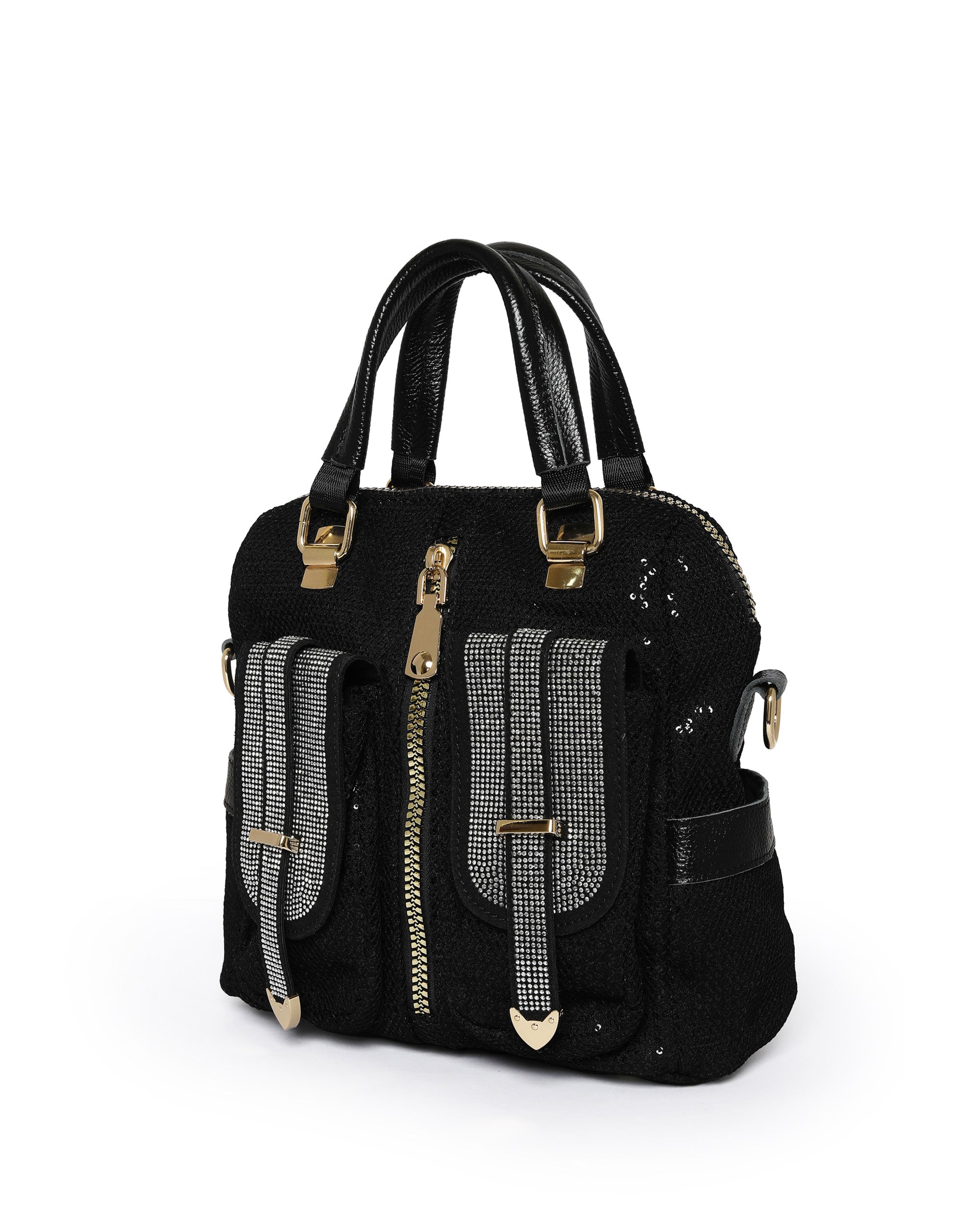 Glamorous Sequin & Rhinestone Convertible Backpack | Dazzling Midnight