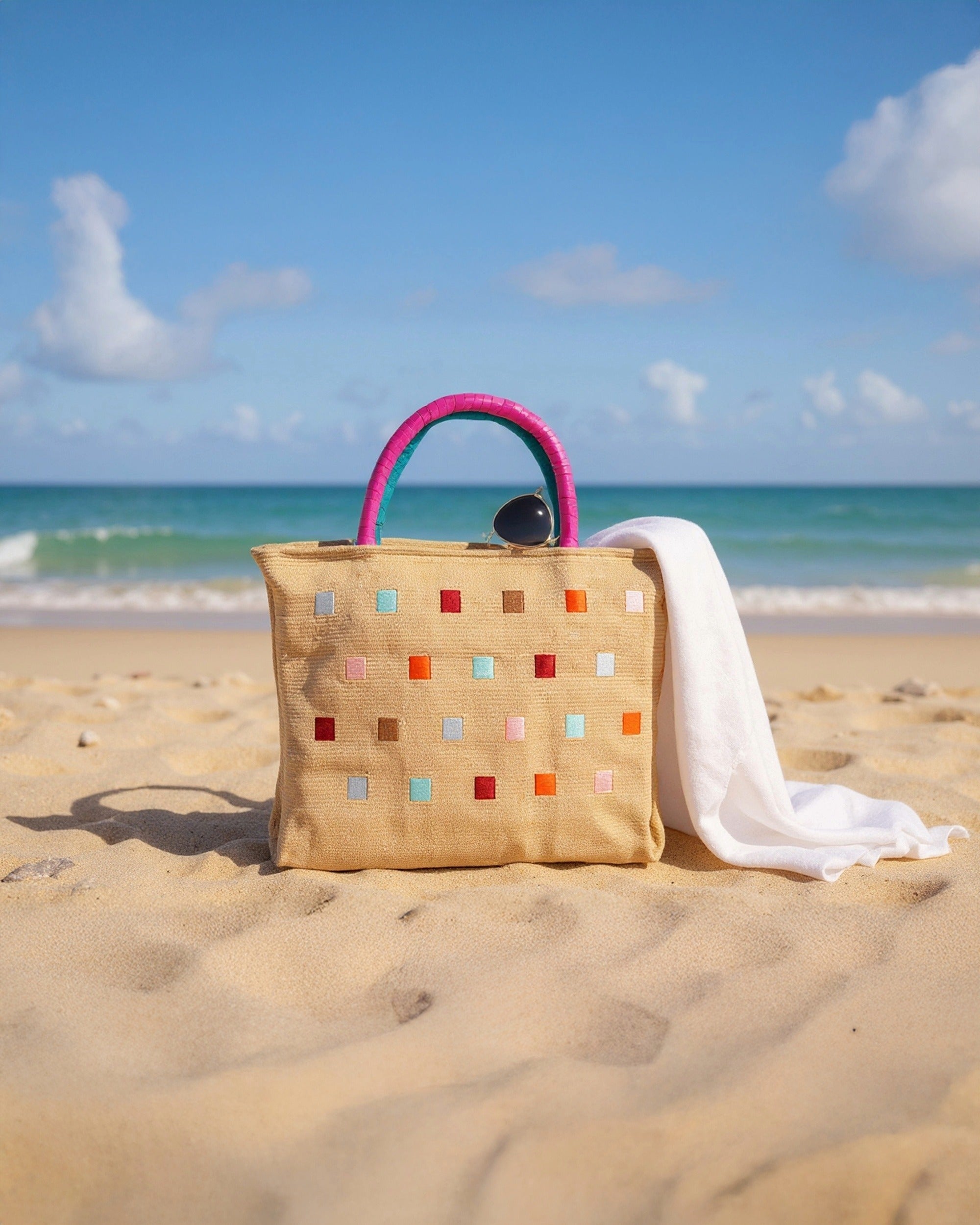 Fringe & Thread - Multicolor Embroidery Tote | Sun-Kissed Beige