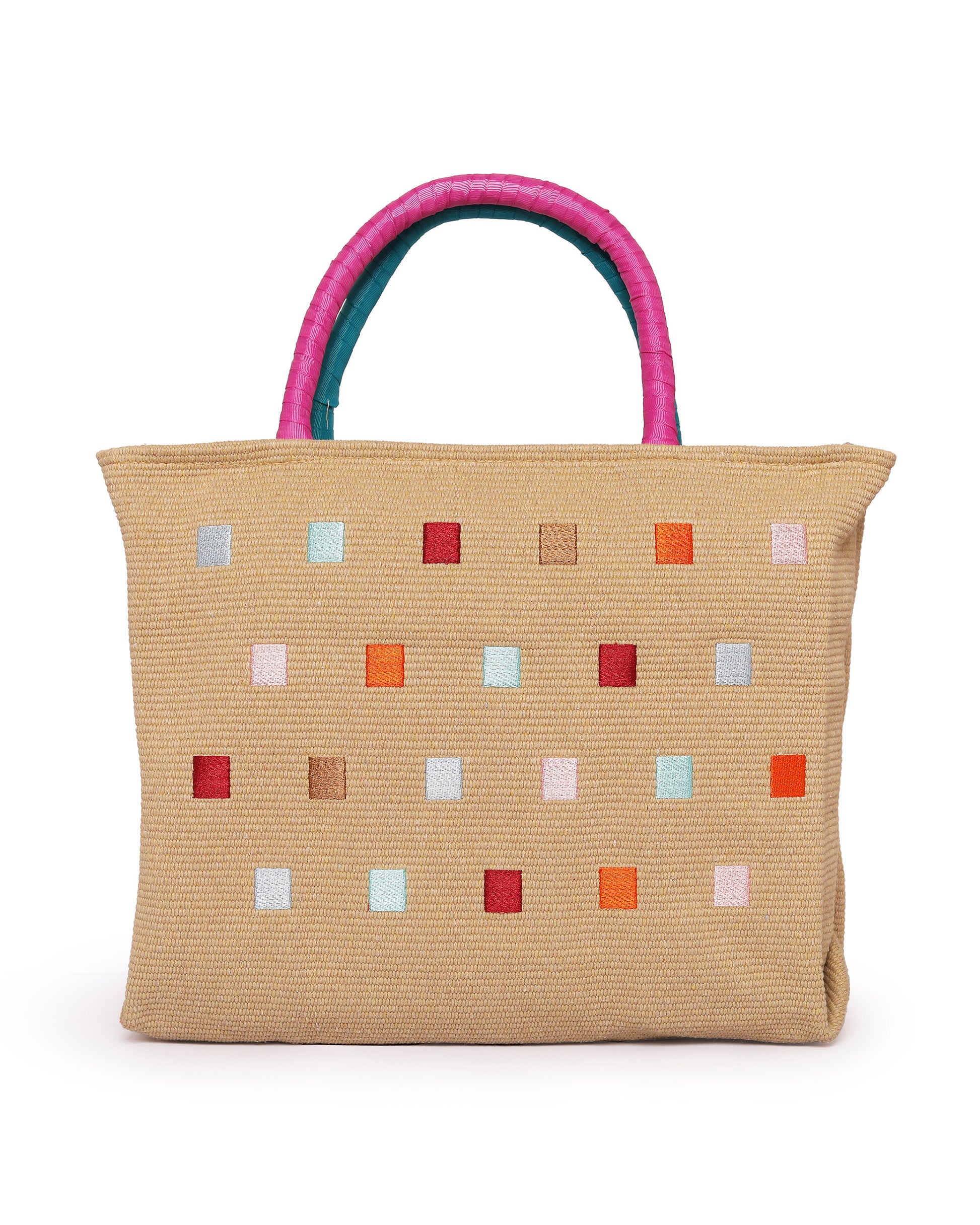 Fringe & Thread - Multicolor Embroidery Tote | Sun-Kissed Beige