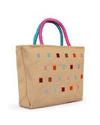Fringe & Thread - Multicolor Embroidery Tote | Sun-Kissed Beige