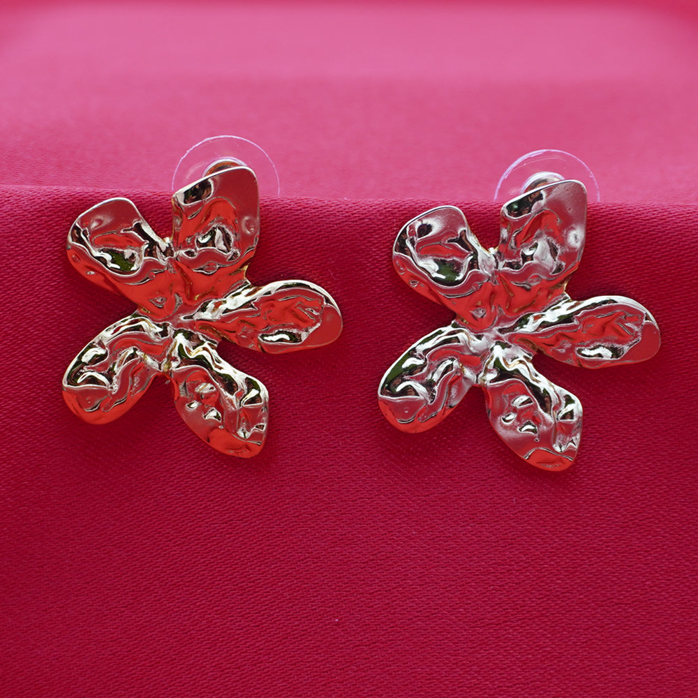 Anti Tarnish Abstract Floral Stud Earrings
