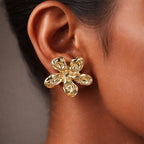 Anti Tarnish Abstract Floral Stud Earrings