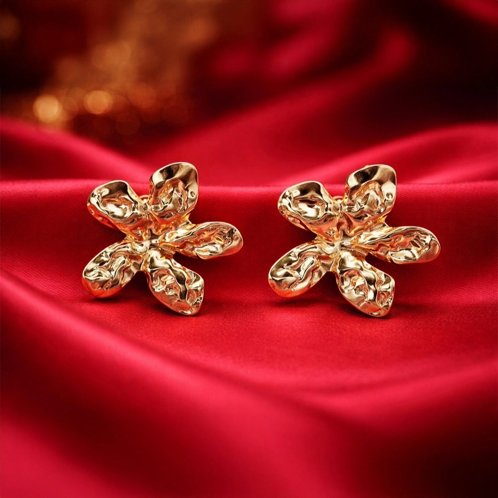 Anti Tarnish Abstract Floral Stud Earrings