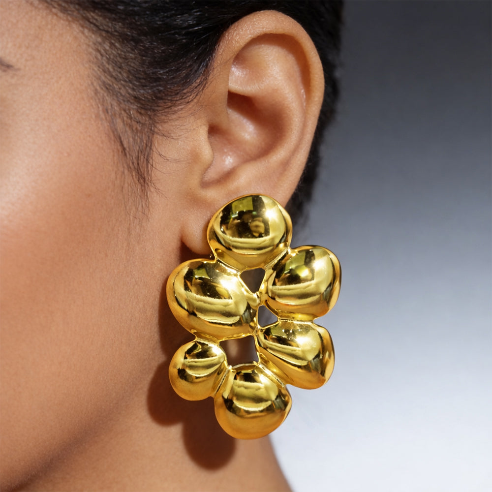 Anti Tarnish Bubble Floral Stud Earrings