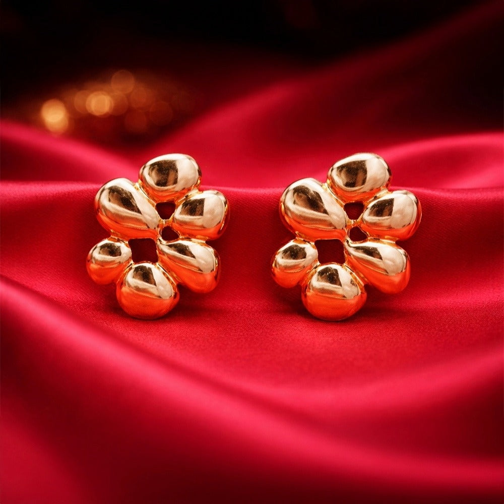Anti Tarnish Bubble Floral Stud Earrings