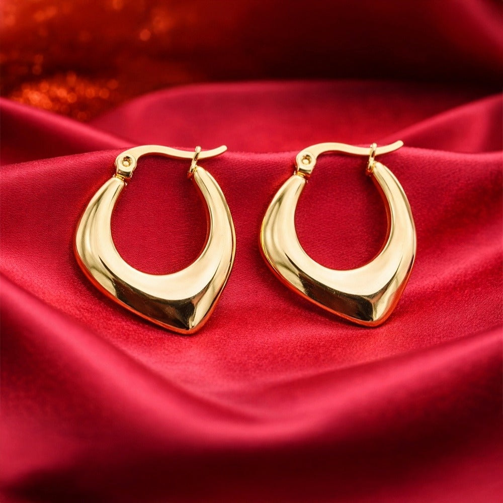 Anti Tarnish Crescent Hoop Earrings