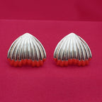 Anti Tarnish Ribbed Heart Shell Stud Earrings