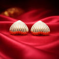 Anti Tarnish Ribbed Heart Shell Stud Earrings