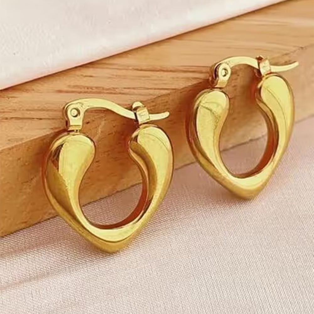 Anti Tarnish Sculptural Heart Hoop Earrings