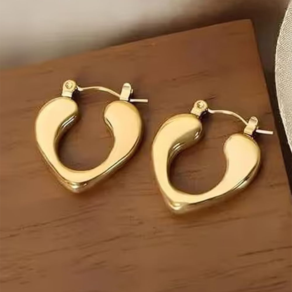 Anti Tarnish Sculptural Heart Hoop Earrings