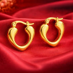 Anti Tarnish Sculptural Heart Hoop Earrings