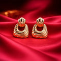 Anti Tarnish Textured Drop Stud Earrings
