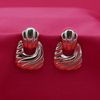 Anti Tarnish Textured Drop Stud Earrings