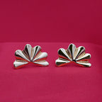 Anti Tarnish Textured Fan Shell Stud Earrings