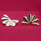 Anti Tarnish Textured Fan Shell Stud Earrings
