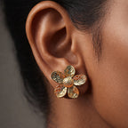 Anti Tarnish Textured Floral Stud Earrings