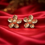Anti Tarnish Textured Floral Stud Earrings