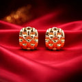 Anti Tarnish Textured Hoop Stud Earrings