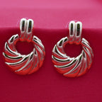 Anti Tarnish Twisted Hoop Drop Earrings