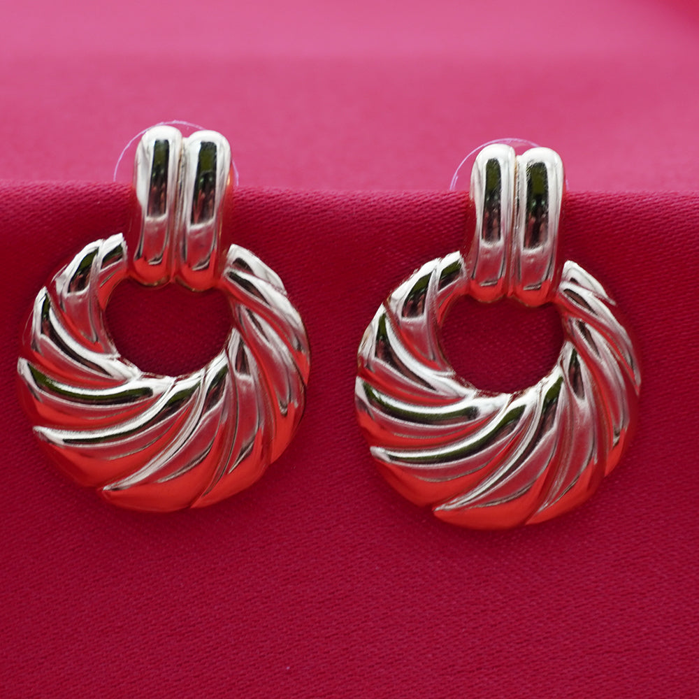 Anti Tarnish Twisted Hoop Drop Earrings