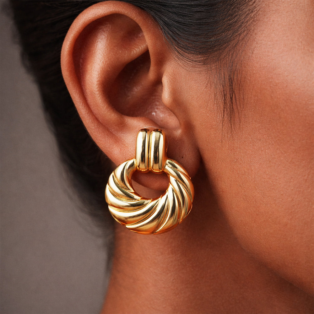 Anti Tarnish Twisted Hoop Drop Earrings