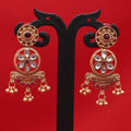 Antique Gold Floral Kundan Drop Earrings