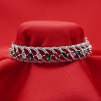Arched Openwork Silver-Tone Multicolor Bracelet (Free Size)