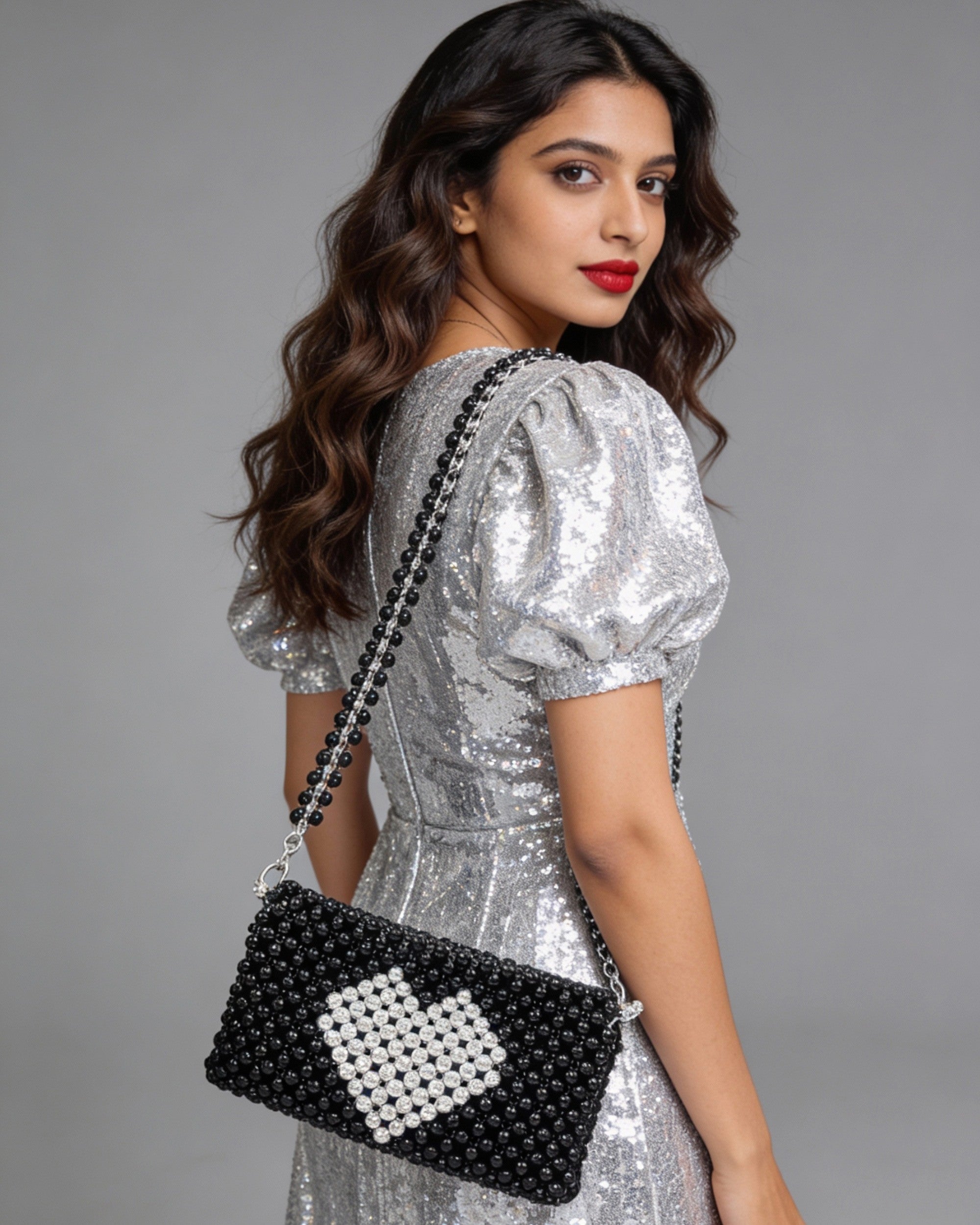 Pulsara — The Handcrafted Beads of the Heart | Charcoal Black & Pearl White Heart