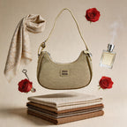 Beige mini shoulder bag for women with minimalist Korean-inspired design
