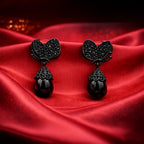 Black Butterfly Drop Earrings with Onyx Pearl