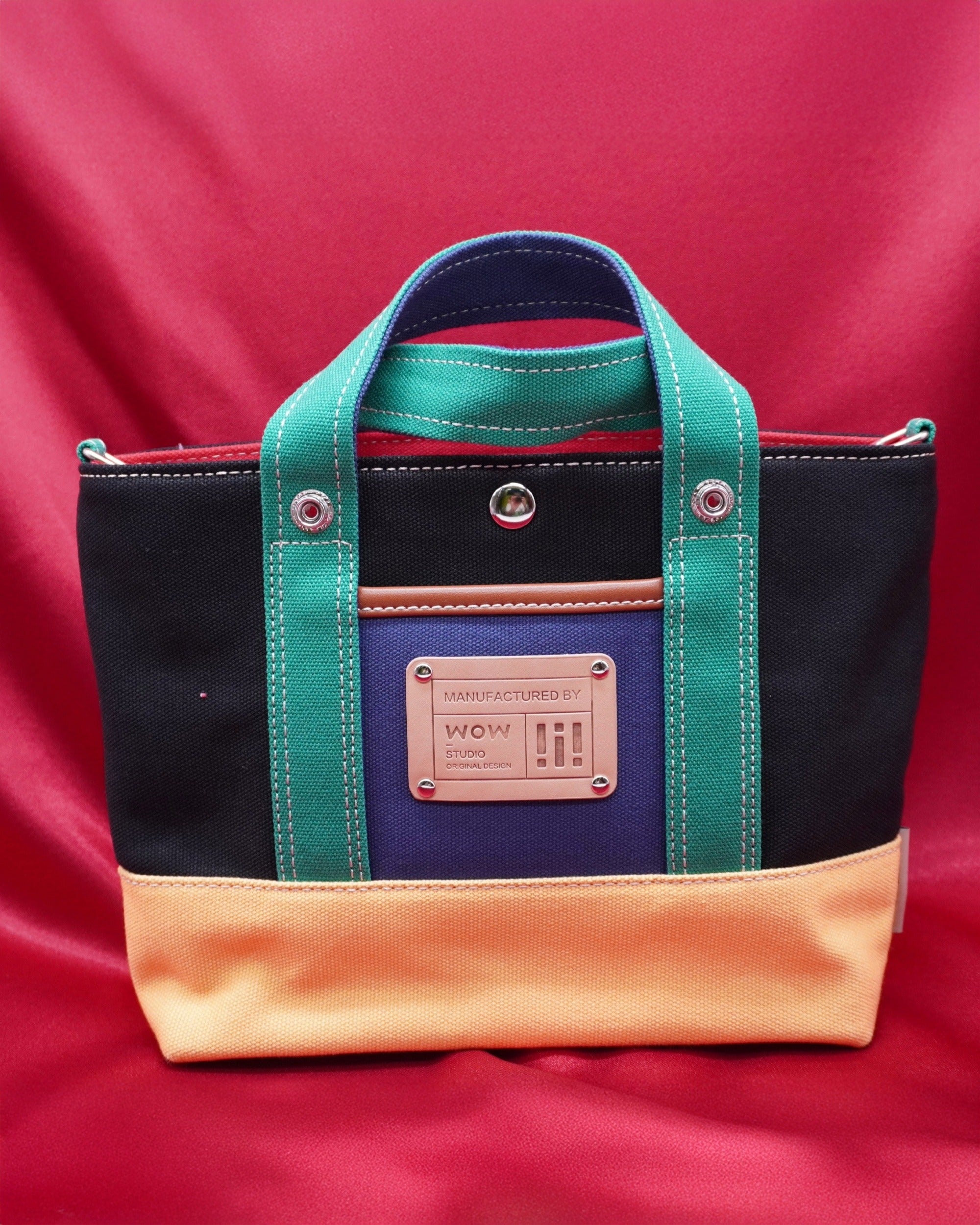 Black and Yellow Colorblock Canvas Tote Bag – Trendy Durable Shoulder Bag for Everyday Use