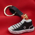 Rhinestone Studded Keychain Charm - Black Sneaker